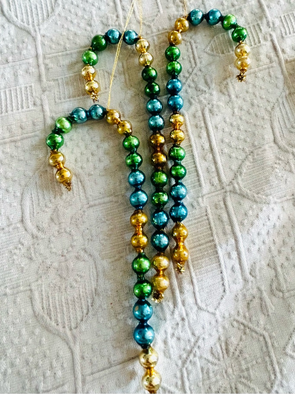 🎄 Vintage repurposed mercury glass bead candy cane holiday Christmas ornaments